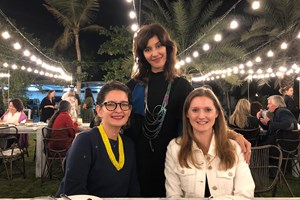Fiza Akram, Leeza Ahmady & Annelie Graf. VIP Dinner at Abdelmonem Alserkal’s Home Garden. FIELD MEETING Take 6: Thinking Collections (25–26 January 2019). In Collaboration with Alserkal Avenue, Dubai. Courtesy Asia Contemporary Art Week (ACAW).